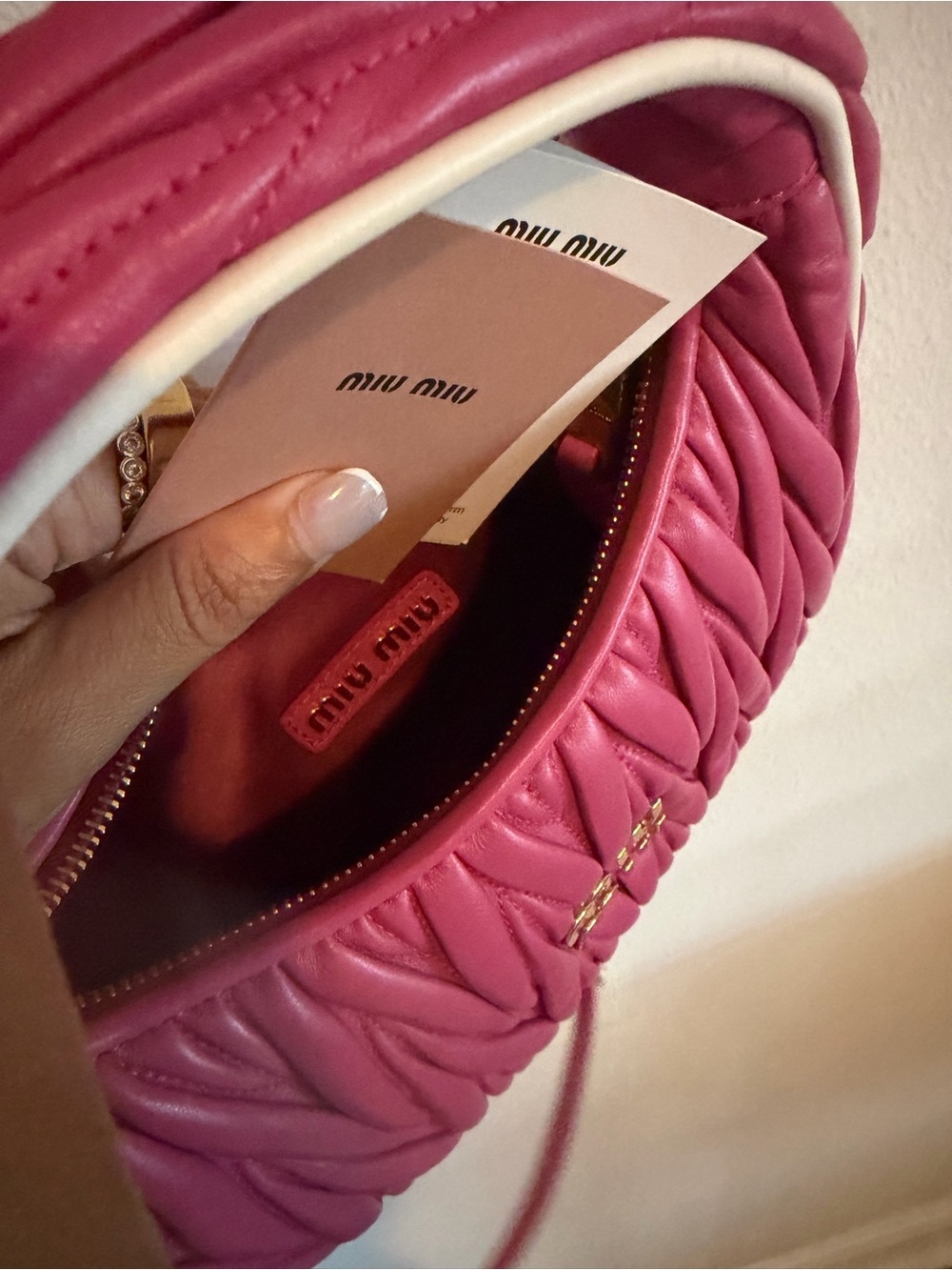 Miu Miu Wander Nappa Matelasse Leather Hobo Bag - Picture 6 of 6